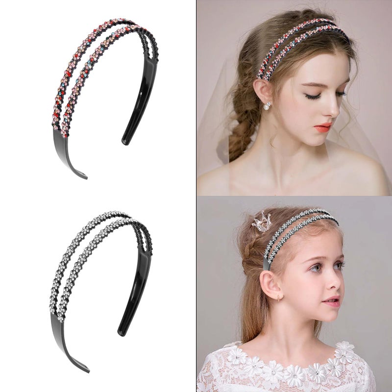 Cutewing Plastic Rhinestone Headbands for Women Girls,6PCS Sparkly Crystal Headband Non Slip Tooth Hair Bands Rhinestone Hair Hoop,Comfortable Daily Prom Party Head Accessories - Image 2