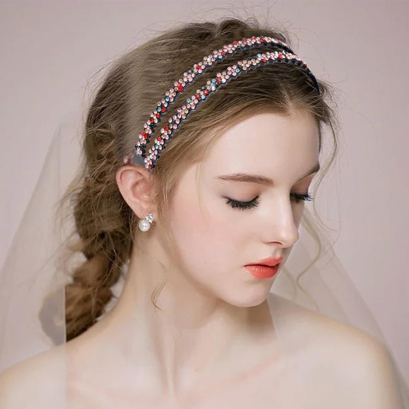 Cutewing Plastic Rhinestone Headbands for Women Girls,6PCS Sparkly Crystal Headband Non Slip Tooth Hair Bands Rhinestone Hair Hoop,Comfortable Daily Prom Party Head Accessories - Image 5