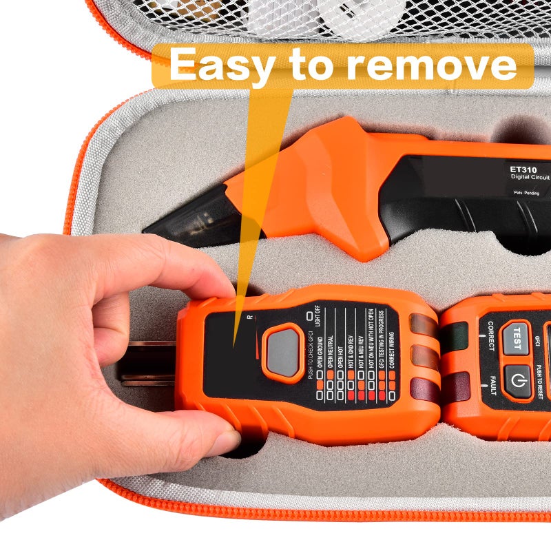 ALLPRIMO Case Compatible with Klein Tools ET310 AC Circuit Breaker Finder & 80016 Outlet Repair Tool Kit & RT250 GFCI Receptacle Tester. Electrical Storage Organizer Holder Bag (Box Only)-Grey - Image 3