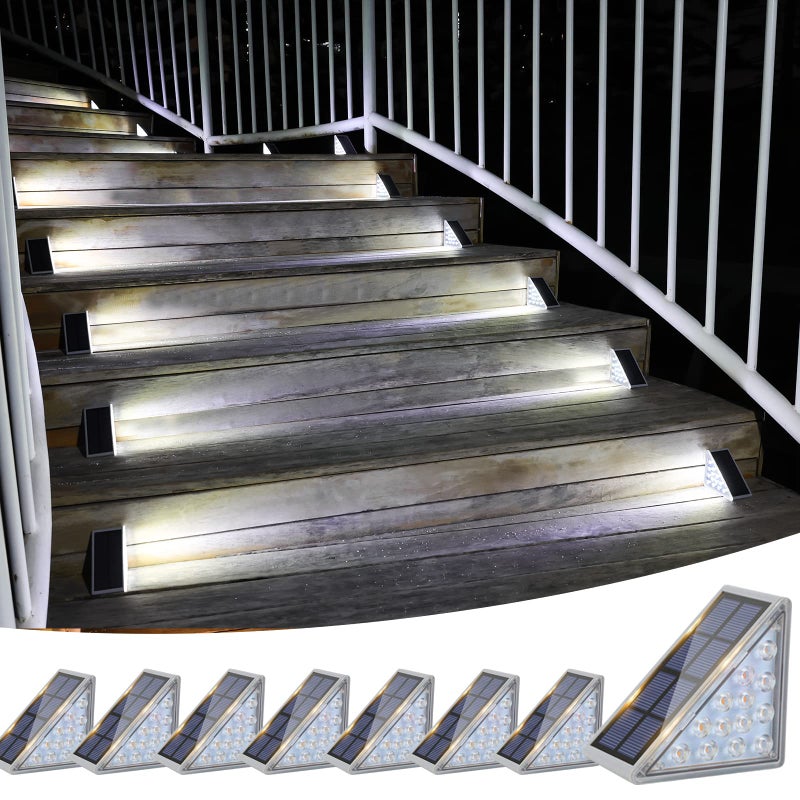 VOLISUN Solar Stair Lights 8 Pack, Solar Step Lights Waterproof IP67, Outdoor Step Light with 13 LEDs, Outdoor Lighting Decor for Yard Stair, Patio, Front Step, Front Porch and Deck(Cool White) - Image 1