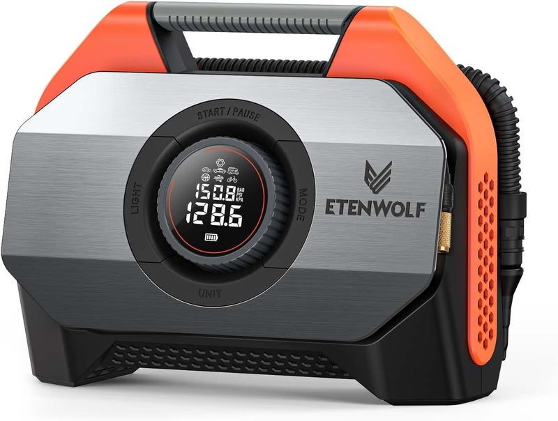 ETENWOLF Lasuki Tire Inflator Portable Air Compressor - 150PSI, Fast Inflation, LCD Display, Cordless Operation - Image 1