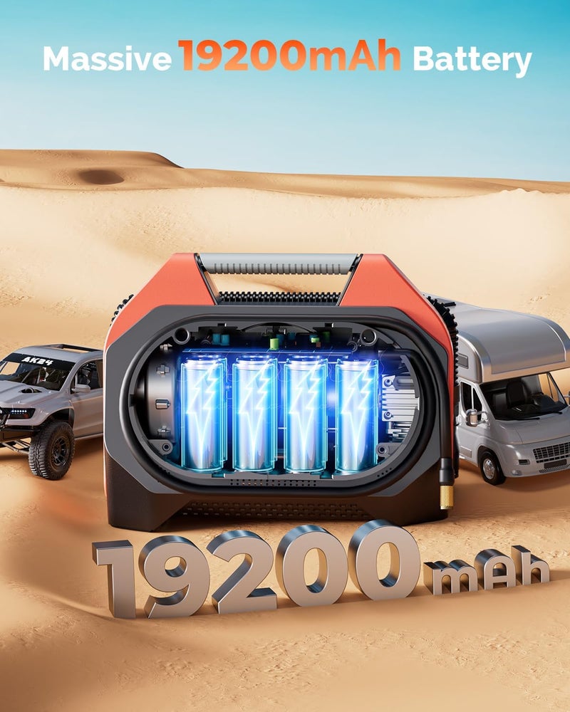 ETENWOLF Lasuki Tire Inflator Portable Air Compressor - 150PSI, Fast Inflation, LCD Display, Cordless Operation - Image 4