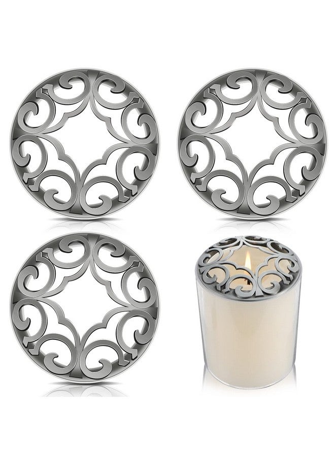 Shellwei 4 Pcs Candle Toppers Jar Candle Cover Scented Candle Toppers to Burn Evenly Large Jar Candle Shades Jar Candle Sleeve Jar Candle Accessories Jar Candle Lid Gifts for Candle Lover, Silver - Image 1