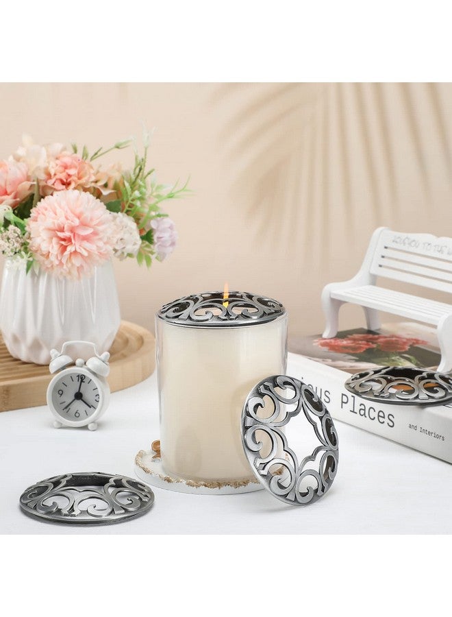 Shellwei 4 Pcs Candle Toppers Jar Candle Cover Scented Candle Toppers to Burn Evenly Large Jar Candle Shades Jar Candle Sleeve Jar Candle Accessories Jar Candle Lid Gifts for Candle Lover, Silver - Image 5