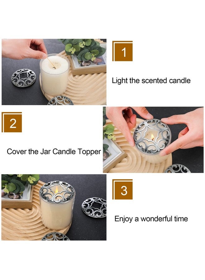 Shellwei 4 Pcs Candle Toppers Jar Candle Cover Scented Candle Toppers to Burn Evenly Large Jar Candle Shades Jar Candle Sleeve Jar Candle Accessories Jar Candle Lid Gifts for Candle Lover, Silver - Image 3