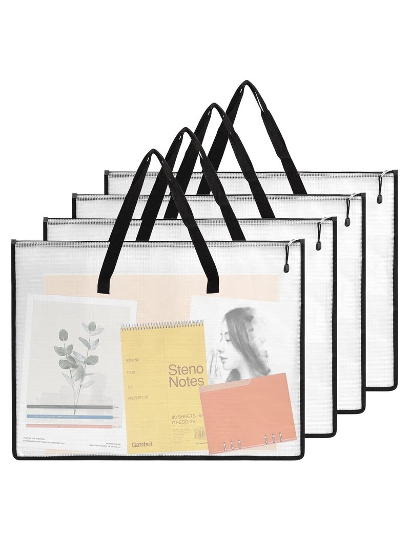 EOOUT EOOUT 4pcs 19x25 Inches Art Portfolio Bags, Portfolio Folder for Artwork, Posters Storage Bag with Zipper and Handle Mesh Folder Organizers for Poster, Scrapbook, Keepsake and Bulletin Board  - Image 1
