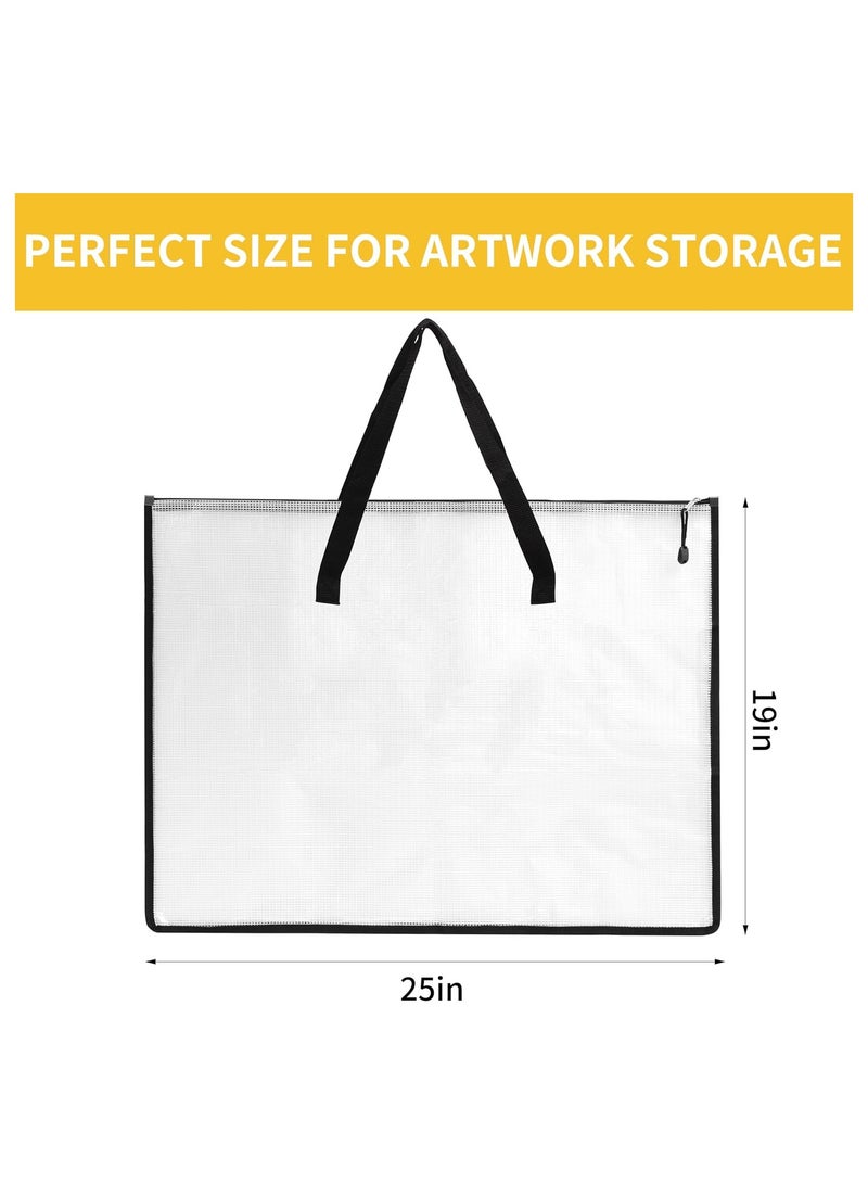 EOOUT EOOUT 4pcs 19x25 Inches Art Portfolio Bags, Portfolio Folder for Artwork, Posters Storage Bag with Zipper and Handle Mesh Folder Organizers for Poster, Scrapbook, Keepsake and Bulletin Board  - Image 3