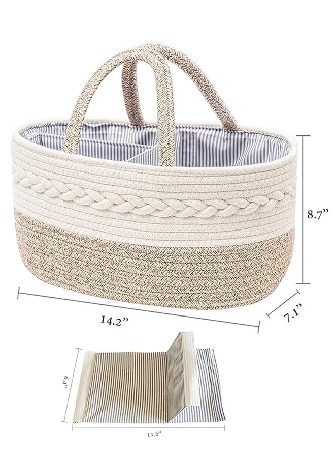 لو.بيبي.في  Baby Diaper Caddy Organizer, Portable Cotton Rope Woven diaper Caddy-Nursery Storage, Newborn Shower Gift Tote bag  - Image 3