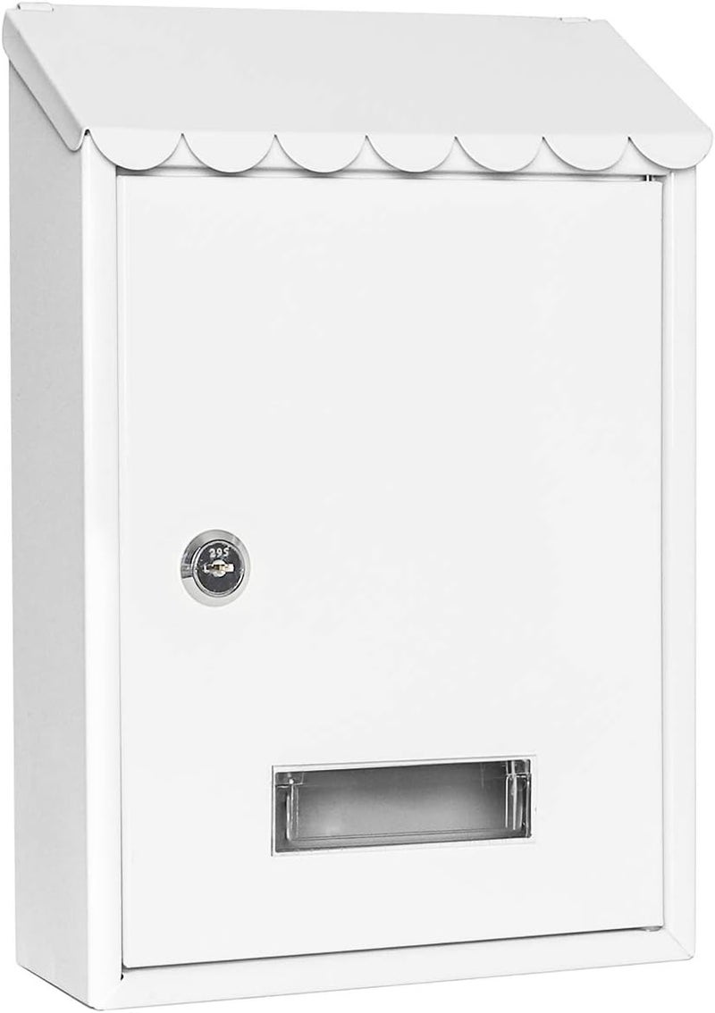 Jssmst Mailboxes Wall Mount with Key Lock – Small Mail Boxes Horizontal, 12.2 x 8.3 x 3.05 Inch, White New - Image 1