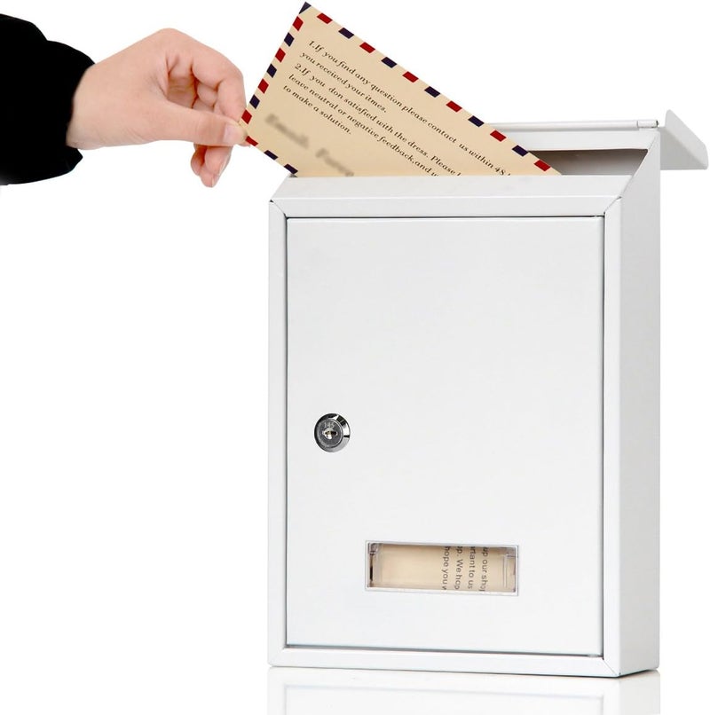 Jssmst Mailboxes Wall Mount with Key Lock – Small Mail Boxes Horizontal, 12.2 x 8.3 x 3.05 Inch, White New - Image 2