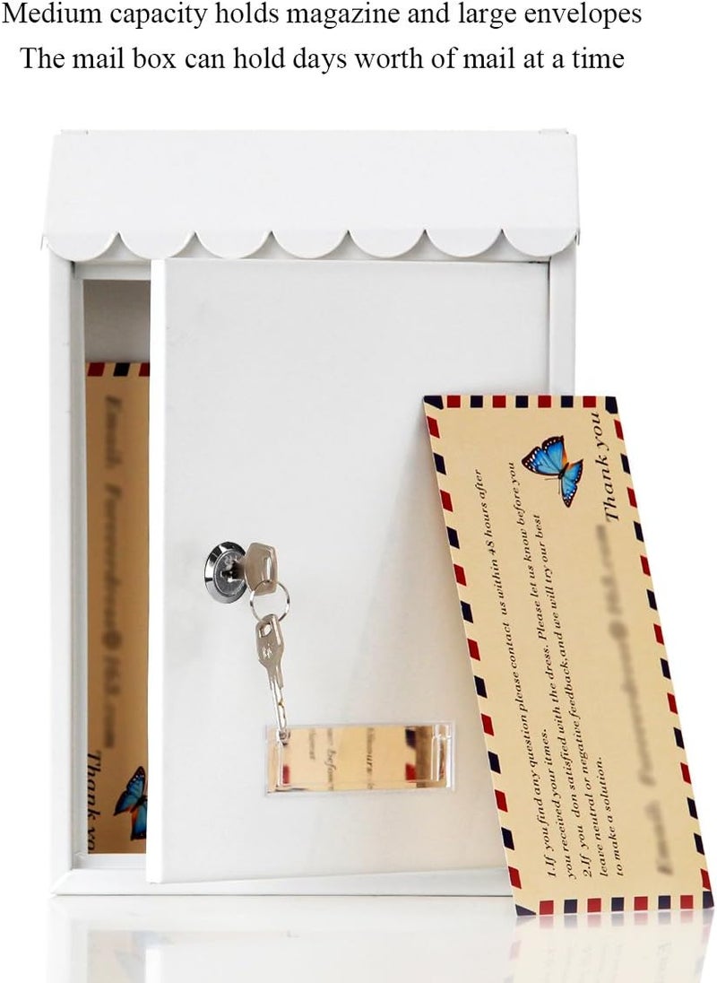 Jssmst Mailboxes Wall Mount with Key Lock – Small Mail Boxes Horizontal, 12.2 x 8.3 x 3.05 Inch, White New - Image 3