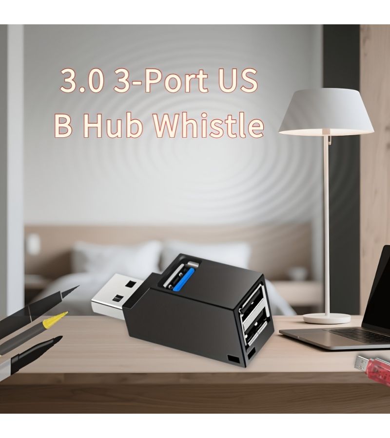 3 منافذ USB صافرة أسود - Image 3