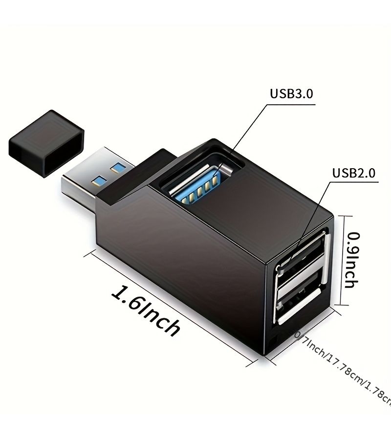 3 منافذ USB صافرة أسود - Image 2