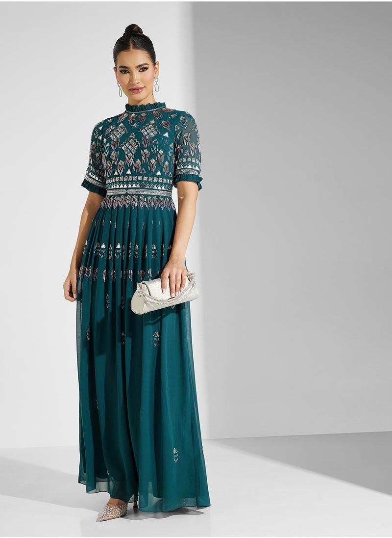 Amelia Rose - embellished high neck maxi dress - Image 1