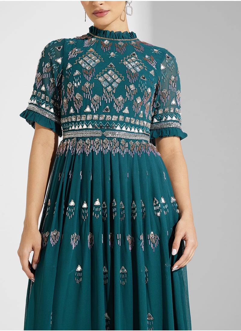 Amelia Rose - embellished high neck maxi dress - Image 1