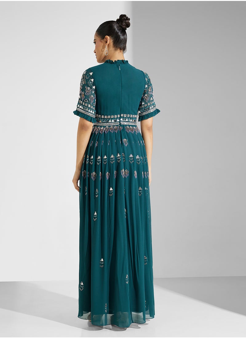 Amelia Rose - embellished high neck maxi dress - Image 1