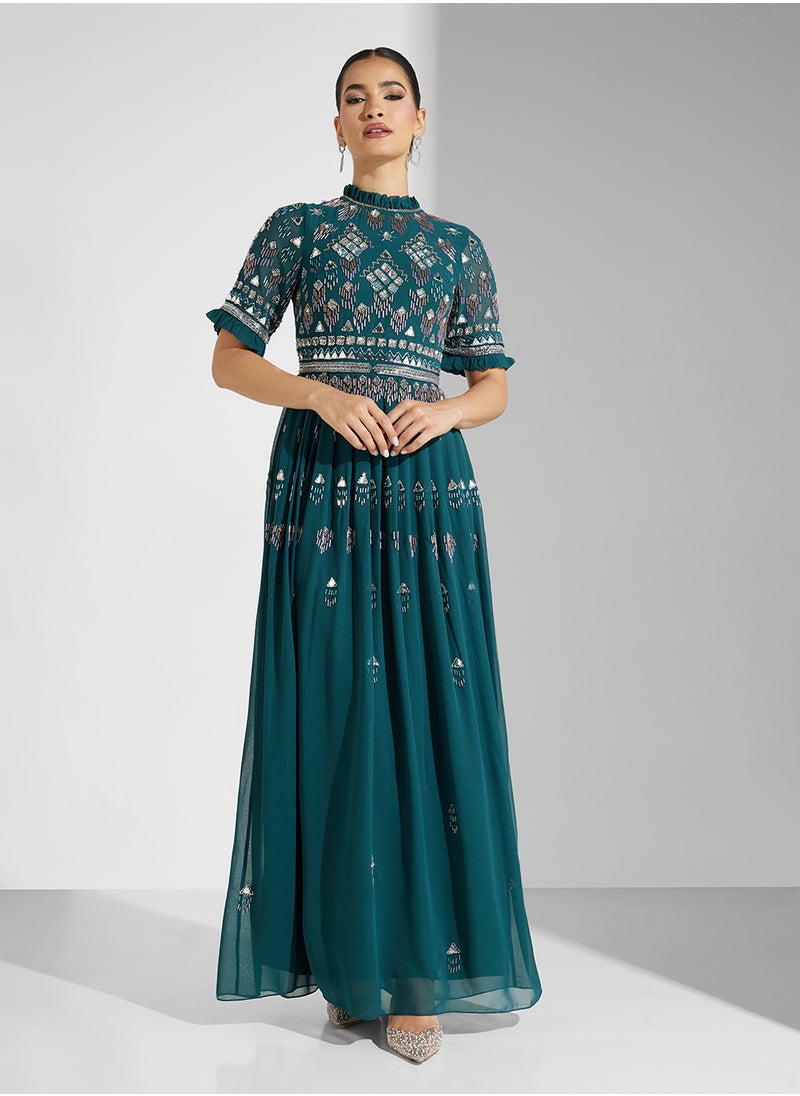 Amelia Rose - embellished high neck maxi dress - Image 1