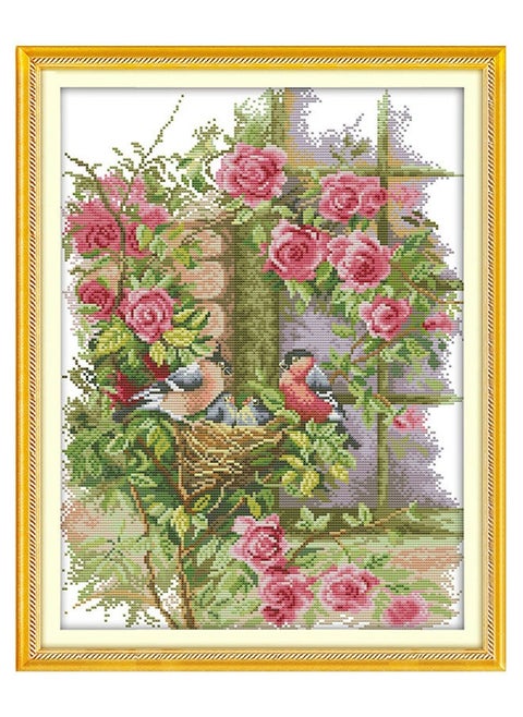Birds' Family Pattern DIY Handmade Cross Stitch Kits Multicolour 37 x 47centimeter