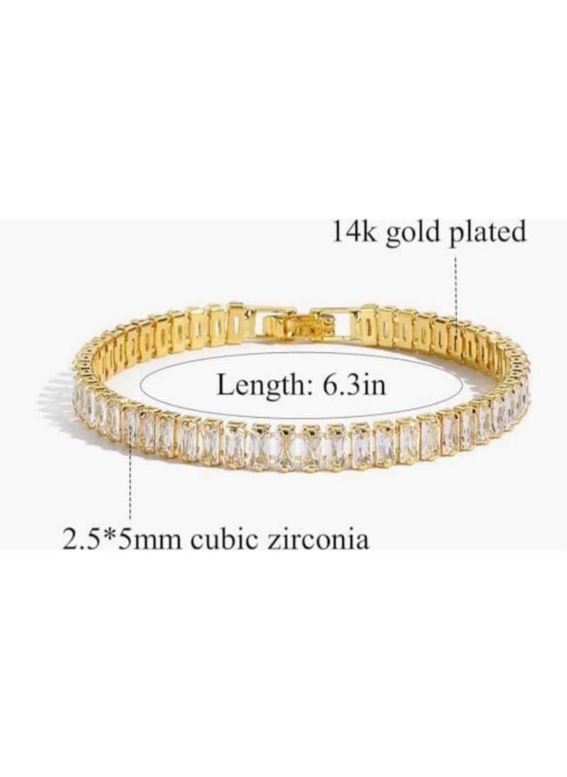 Luxuria Classic Women's Tennis Bracelet 18K Gold Plated 5mm High Carbon Diamond Matching Cubic Zirconia  - Image 2