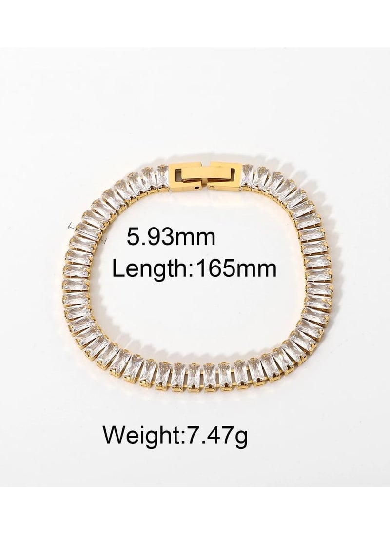 Luxuria Classic Women's Tennis Bracelet 18K Gold Plated 5mm High Carbon Diamond Matching Cubic Zirconia  - Image 3
