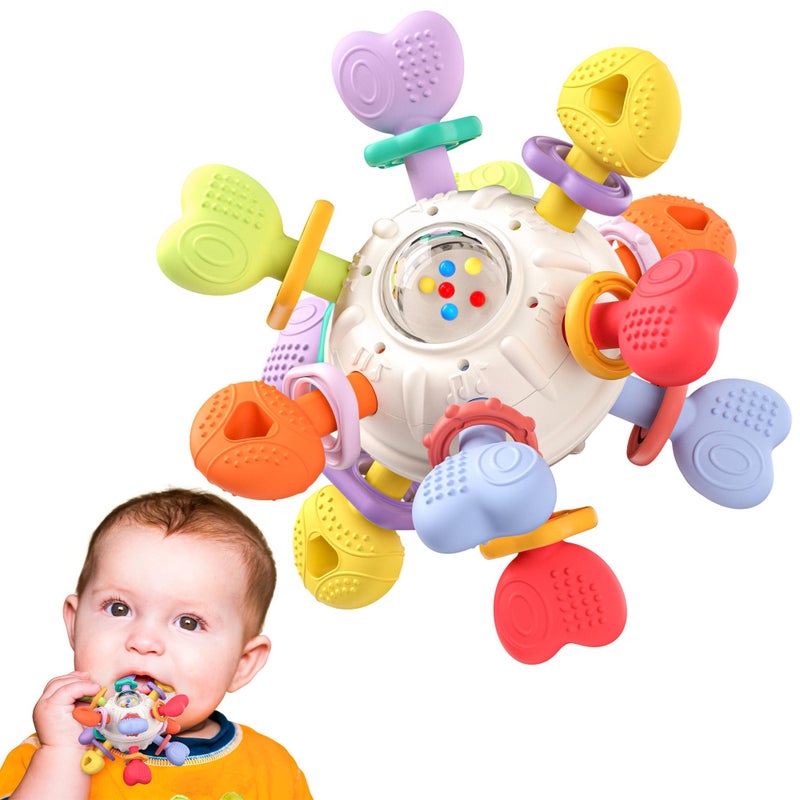 Infinno Baby Montessori Rattle & Teething Toys - Safe  Multi-Functional Bpa-Free Silicone Sensory Learning Teether Baby Toys For Infant 0-12 Months Teething Relief & Fun Play Perfect Baby Gift For Boys Girls - Image 1