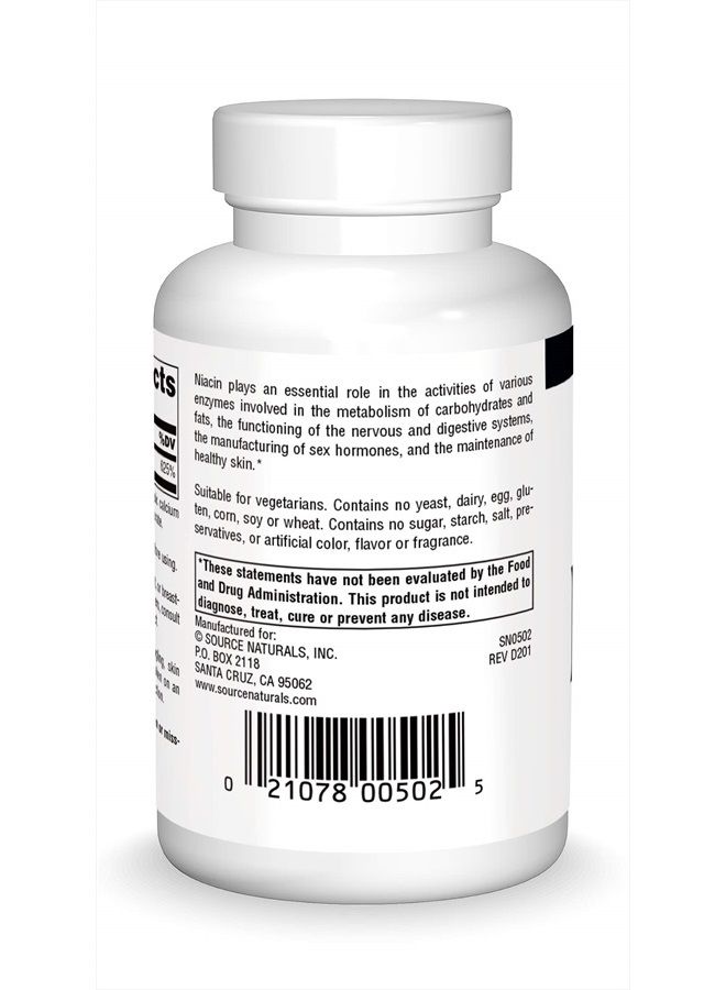Source Naturals Niacin 100 mg Vitamin B-3, Non-GMO - 250 Tablets - Image 2