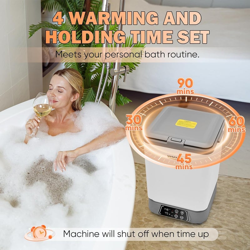 Warmio 30L Towel Warmer,Large Luxury Towel Warmers, Hot Towel Warmer with Dryer, Adujustable Heating Time Setting, Fragrance Disc,12h Delay Time,Towel Warmers for Bathroom, Spa Home(White-Pewter) - Image 5