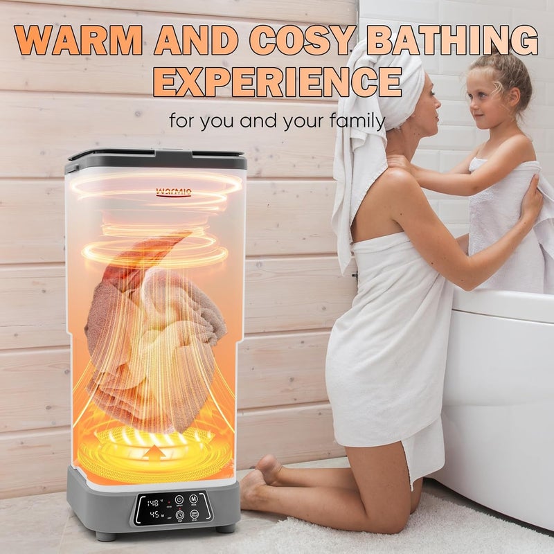 Warmio 30L Towel Warmer,Large Luxury Towel Warmers, Hot Towel Warmer with Dryer, Adujustable Heating Time Setting, Fragrance Disc,12h Delay Time,Towel Warmers for Bathroom, Spa Home(White-Pewter) - Image 4