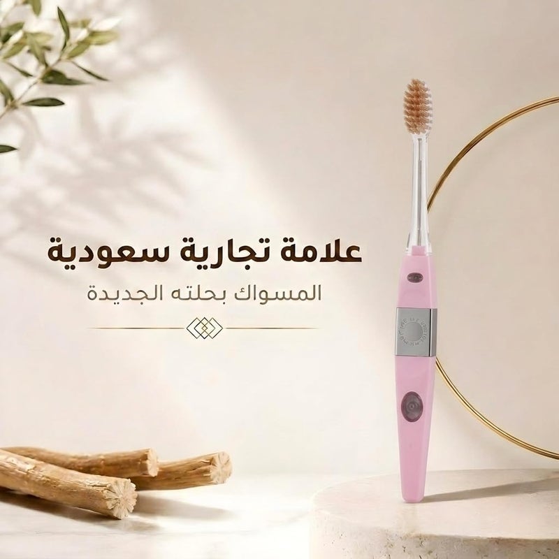 Smart Miswak Ionic Toothbrush for Teeth and Gum Care, Does Not Require Toothpaste, Toothbrush with Soft and Dense Silica Bristles and Miswak Extract, Odorless Pink - Image 2