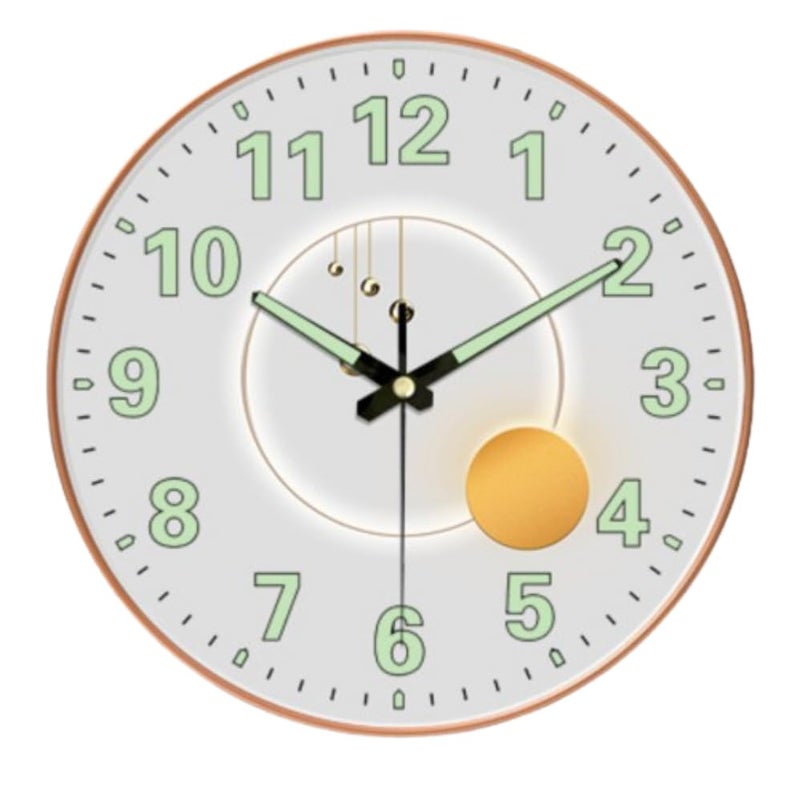 WHISKET - 12 Inch | Luxury Designer Radium Wall Clock with Night Glow Numbers – Silent Analog Clock with Elegant Floral Design for Living Room, Bedroom & Office Decor. (Radium Pearl) - Image 1