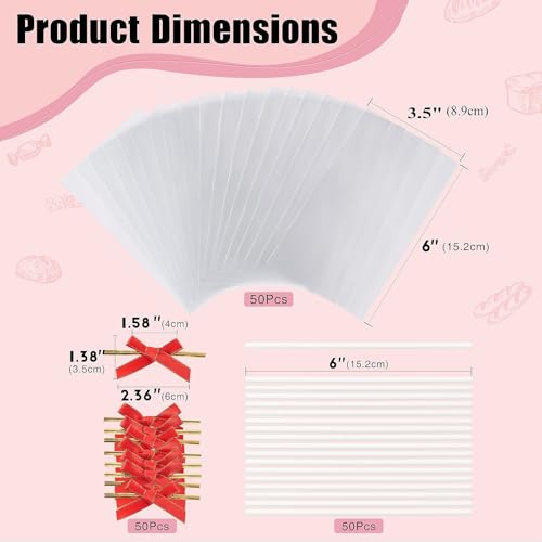SLShePack 50PCS 35x6 Inch Clear Rice Krispie Treat Bags Cakesicle Bags With Gold Twist Tie Ribbon Stick for Gift Giving - Image 5
