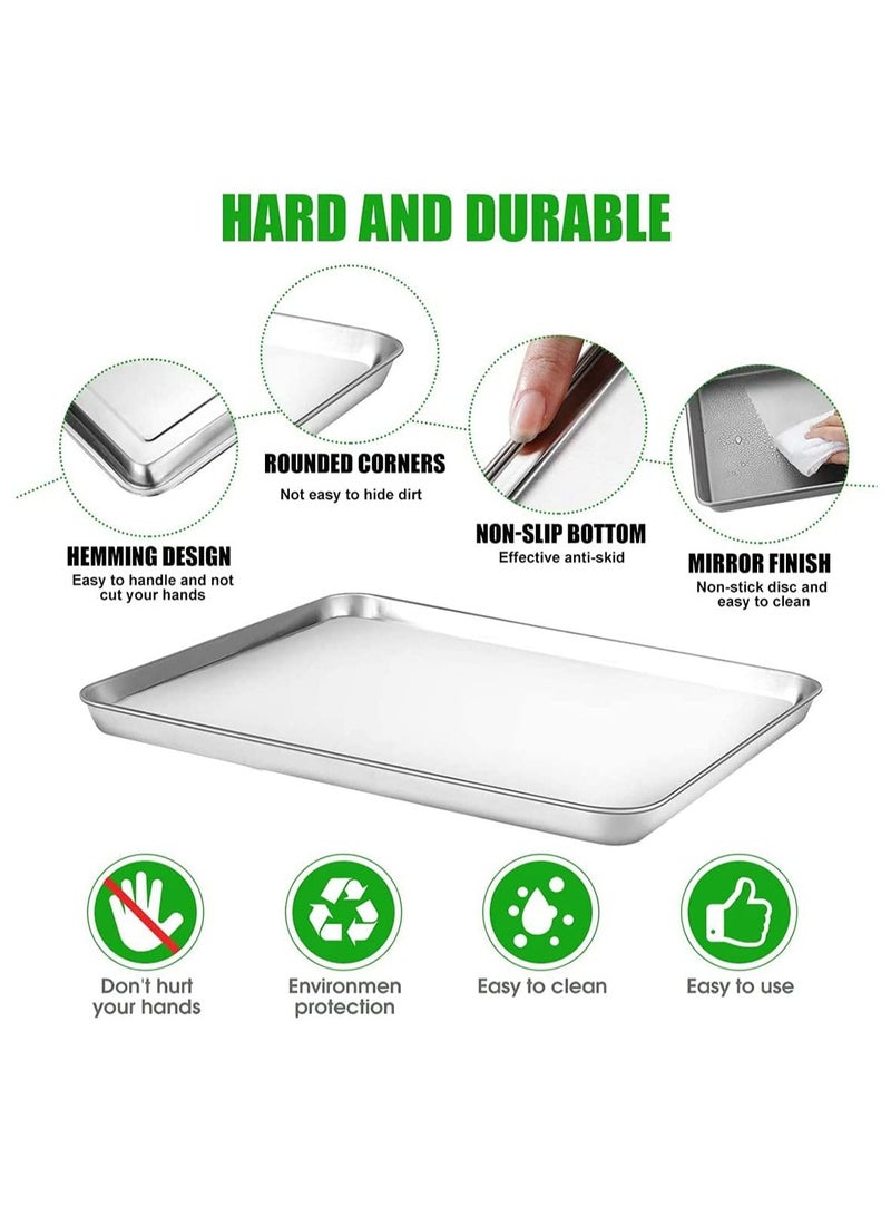 كاست ويف ورقة الخبز أواني الخبز غير اللاصقة مع مجموعة الرف 1 ورقة + 1 رف مقلاة من الفولاذ المقاوم للصدأ مع رف تبريد للفرن 16 بوصة × 12 بوصة × 1 بوصة صينية غير سامة شديدة التحمل سهلة التنظيف - Image 4