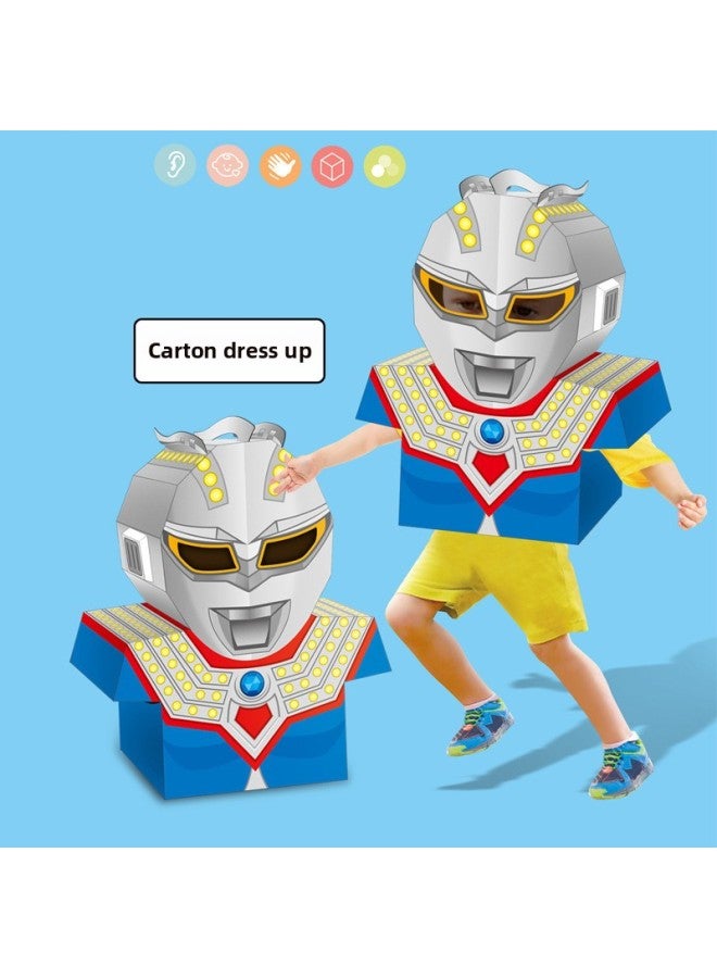 Children DIY Handmade Carton Toy Astronaut Astronaut Can Wear Performance Clothing Carton Dinosaur Science And Education Activities-Color:Meng Fun Hero - Image 1