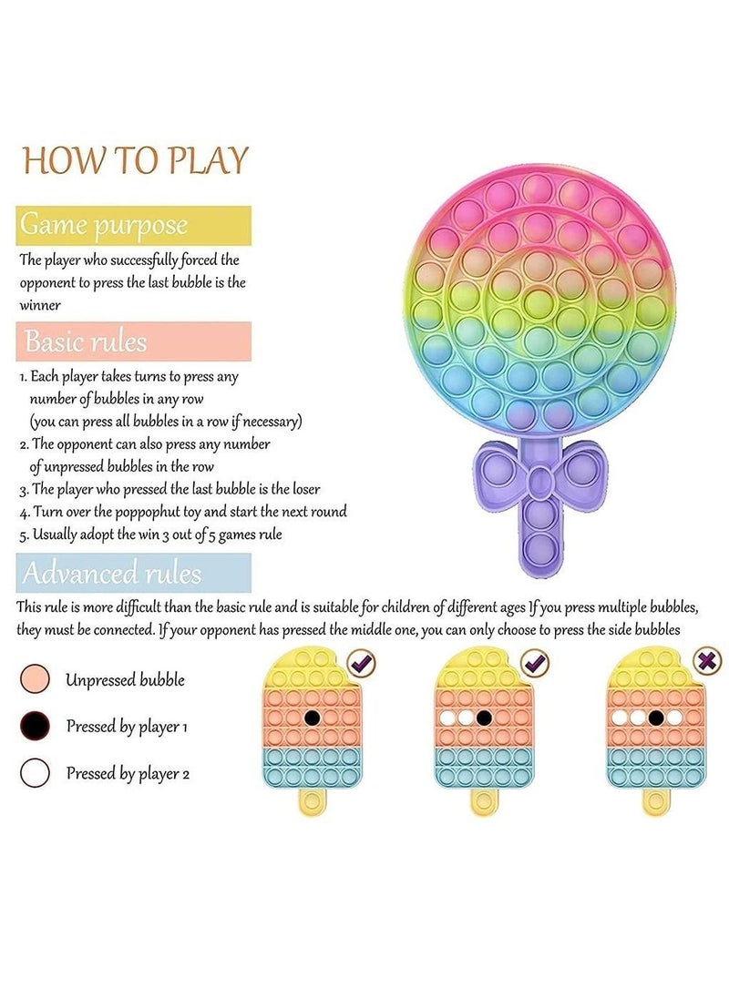 Y&D - Unzip the Toy,Lollipop Donut Decompression Bubble Toy, Silicone Sensory Squeeze Bubbles Toy Stress Relief Anti Anxiety Autism ADHD Special Gift for Kids, Brain Game (2 PCS) - Image 1