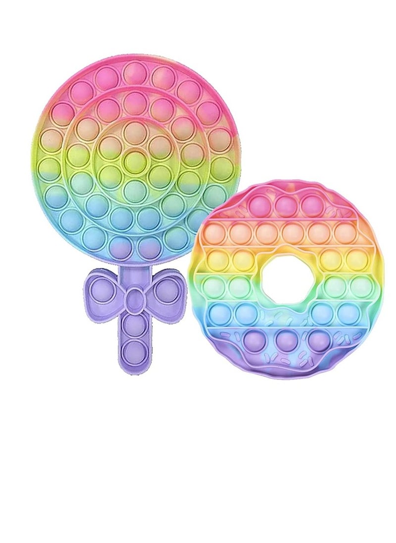 Y&D - Unzip the Toy,Lollipop Donut Decompression Bubble Toy, Silicone Sensory Squeeze Bubbles Toy Stress Relief Anti Anxiety Autism ADHD Special Gift for Kids, Brain Game (2 PCS) - Image 1