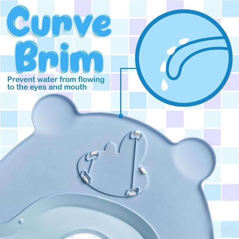 Shampoo Cap Adjustable Silicone Bath Visor Soft Waterproof Shampoo Hat with Earmuff Protection Shower Cap Hair Wash Shield Keeps Water Out of Eyes During Bath Time (Mint) - Image 3