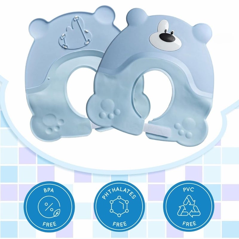 Shampoo Cap Adjustable Silicone Bath Visor Soft Waterproof Shampoo Hat with Earmuff Protection Shower Cap Hair Wash Shield Keeps Water Out of Eyes During Bath Time (Mint) - Image 2
