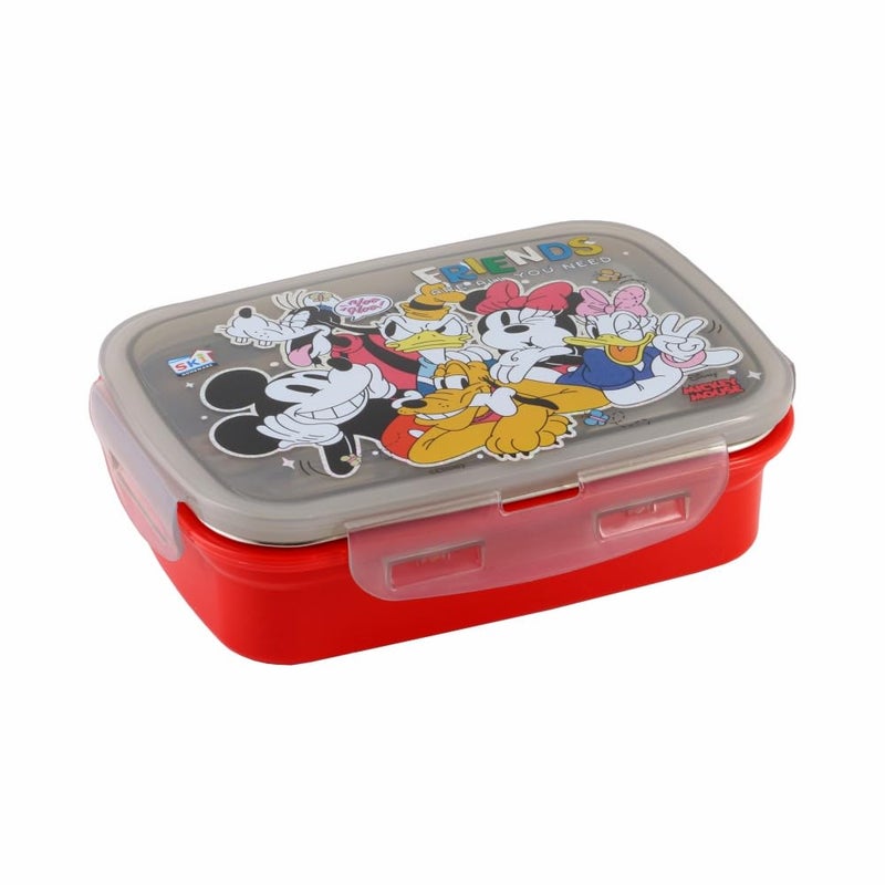 SKi Homeware Snap Lock Lunch Box with Stainless Steel Removable Inner Container +125ml Steel dabbi + Steel Spoon | Leak Resistant | Mickey - Image 5