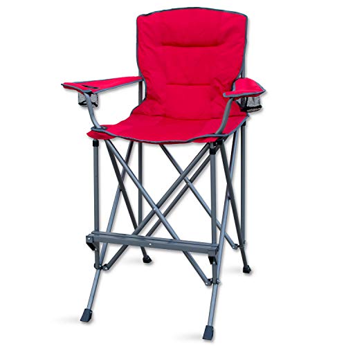 RMS RMS Extra Tall Folding Chair  31 Seat Height Director Chair for Camping Home Patio and Sports  Portable and Collapsible with Footrest and Carrying Bag  Up to 300 lbs Weight Capacity Red
