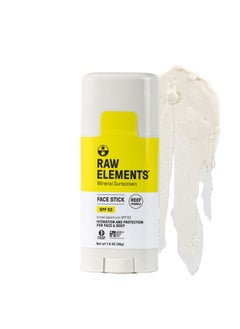raw elements Face Stick Spf 50 Allnatural Mineral Sunscreen Reef Safe Water Resistant Broad Spectrum Uva/Uvb Protection Safe For All Ages Travel Size 1 Oz  - Image 1