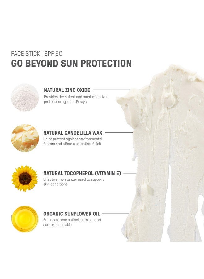 raw elements Face Stick Spf 50 Allnatural Mineral Sunscreen Reef Safe Water Resistant Broad Spectrum Uva/Uvb Protection Safe For All Ages Travel Size 1 Oz - Image 4