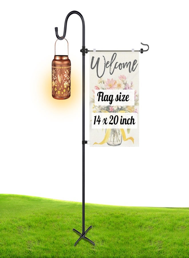 Ottsuls Garden Flag Stand, Heavy Duty Flag Pole Holder with Shepherd Hook for Yard Decoration, 45 INCH Sturdy Yard Flag Post Stake Outdoor Garden Flag Holder for 14''x20'' Flags (Without Flag) - Image 1