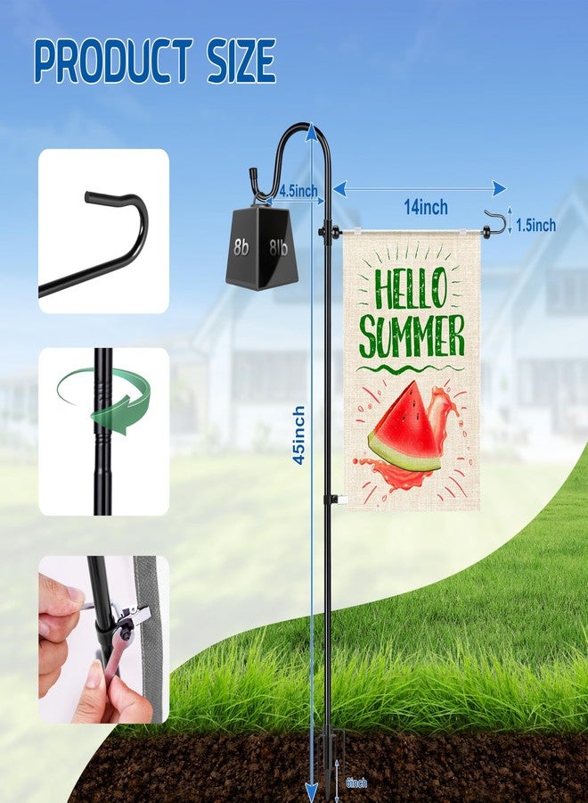 Ottsuls Garden Flag Stand, Heavy Duty Flag Pole Holder with Shepherd Hook for Yard Decoration, 45 INCH Sturdy Yard Flag Post Stake Outdoor Garden Flag Holder for 14''x20'' Flags (Without Flag) - Image 2