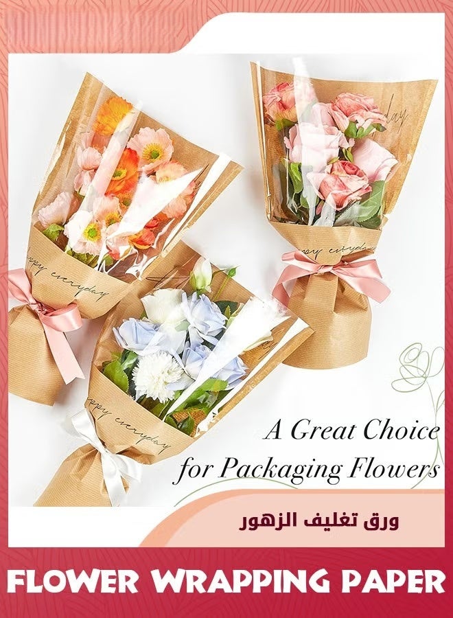 EETU 20 PCS Flower Bags For Bouquets,11 x 17.3 Inches Flower Sleeves Floral Wrapping Paper,Bulk Florist Packaging Supplies,Brown - Image 4