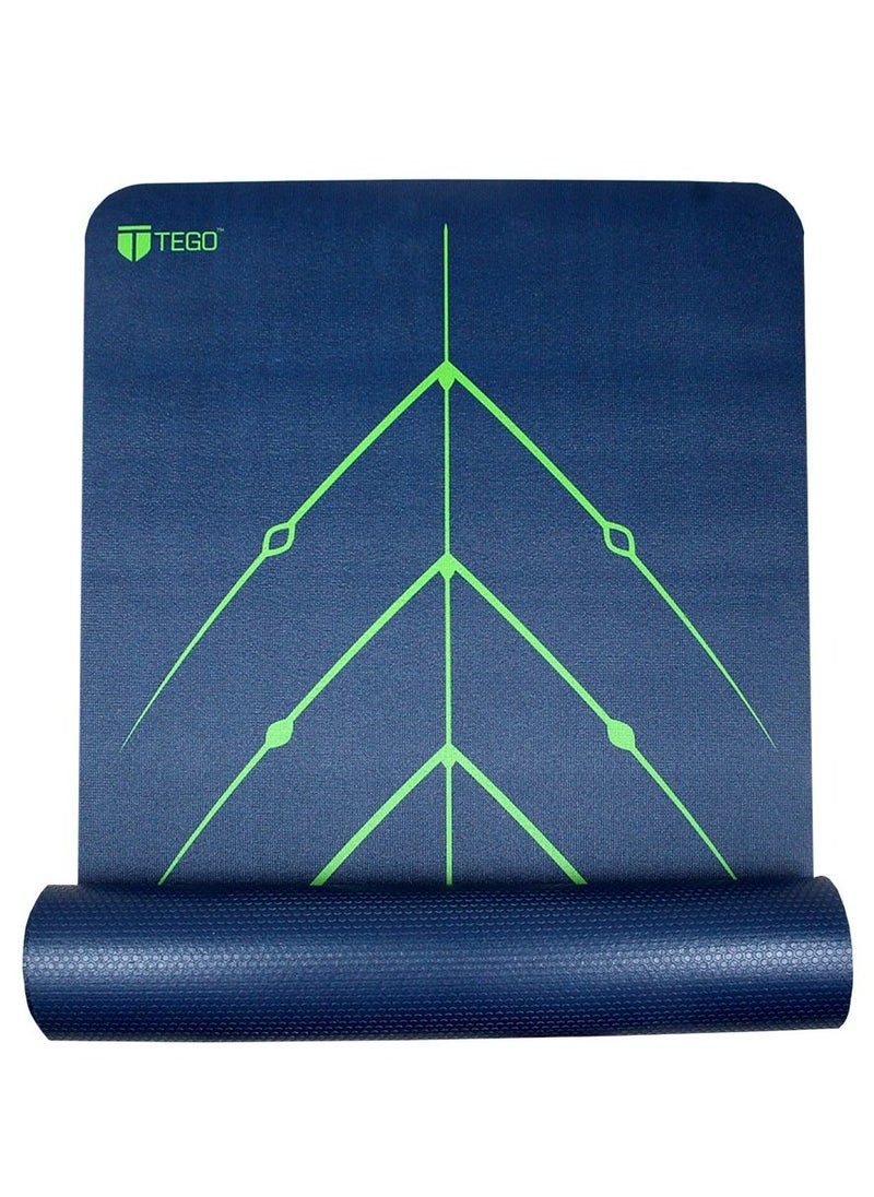 TEGO - Stance Truly Reversible Yoga Mat with Guide Align - 5-6mm Thick (Blue Green Without Bag)72x24 Inch - Image 1