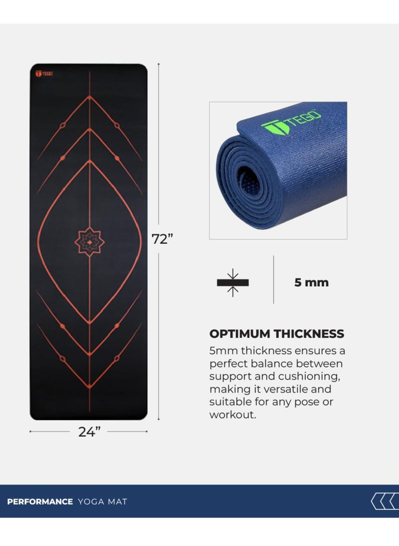 TEGO - Stance Truly Reversible Yoga Mat with Guide Align - 5-6mm Thick (Blue Green Without Bag)72x24 Inch - Image 1