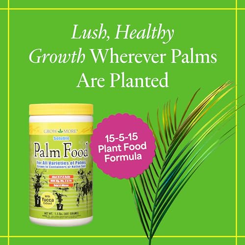Grow More Palm Food with Yucca Extract (15-5-15) - 1.5lbs of Outdoor & Indoor Palm Tree Fertilizer - Water Soluble Fertilizer Enriched with 6 Micronutrients for Increased Growth & Foliage - Image 2