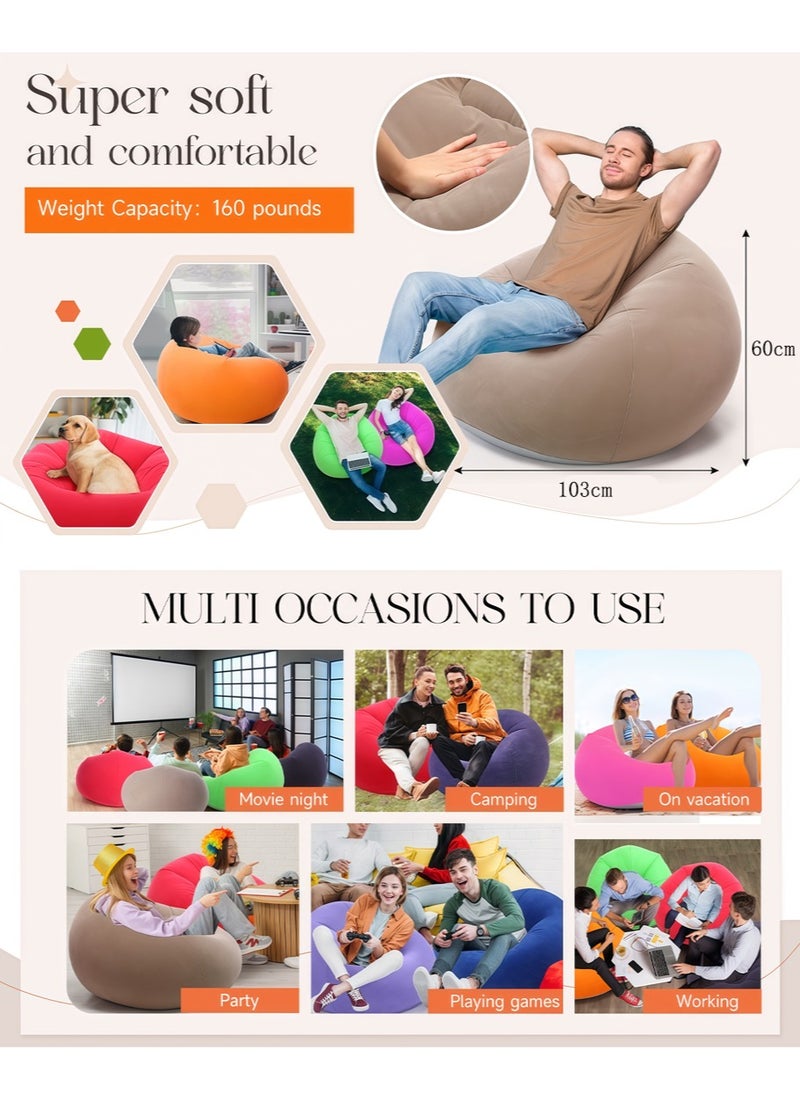Leon Home - New inflatable sofa flocking ball-shaped sofa lazy inflatable soccer sofa bean bag inflatable recliner with pump - Image 1