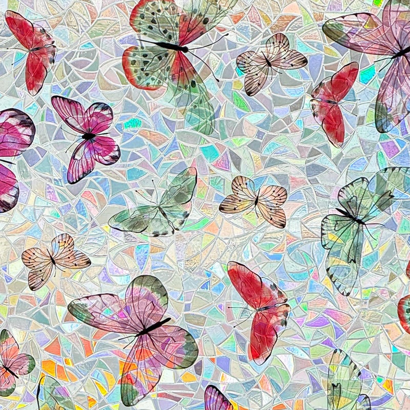 ADD.HERES Window Privacy Film,Colorful Floral Window Stickers,Removable DIY Bouquet Static Clings, Decals for Home School Office Party Supplies,â€Œ Laser Butterflyï¼Œ17.5 x 78.7 in - Image 3