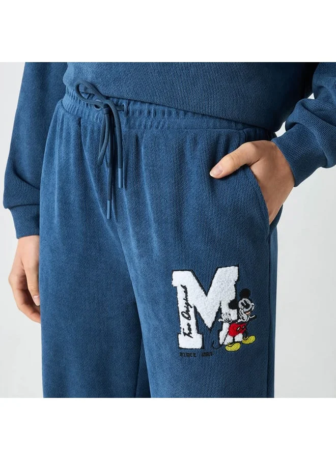 SP Characters Mickey Mouse Embroidered Track Pants with Drawstring Closure